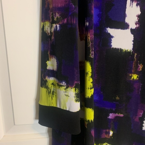 Large Tunic Top/Dress, Long Sleeve, Abstract multicolored black, scoop neck, EUC - Picture 3 of 3
